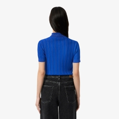 Áo Polo Lacoste nữ Chính hãng - Ribbed Knit Polo Collar Sweater - Màu Xanh | JapanSport AF4142-51-C4X