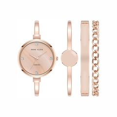 Set Đồng hồ Anne Klein Nữ Chính hãng - Bangle Watch and Bracelet Set - AK/5142BHST - Màu vàng hồng | JapanSport