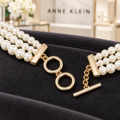 Vòng giả ngọc trai Nữ Anne Klein Chính Hãng - Giả Ngọc Trai 3 Tầng, Tông Vàng Sang Trọng | JapanSport  60507451