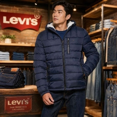Áo Khoác Levi's Nam Chính Hãng - Quilted Puffer with Sherpa Lined Hood - Màu Xanh | JapanSport LM2RN076-mid