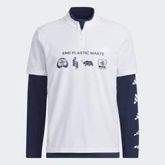 Áo Dài Tay Golf Adidas Nam Chính Hãng - Play Green AEROREADY 2-in-1 - Màu Trắng/Xanh| JapanSport HY0964