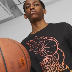 Áo Dài Tay Nam Chính Hãng - Men's Basketball Wear Blue Print Graphic Long Sleeve T-Shirt - Đen | JapanSport 622102-01