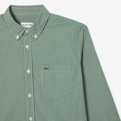 Áo Sơ Mi Lacoste Chính Hãng - Regular Fit Gingham Poplin Shirt - Màu Xanh Rêu | JapanSport CH5621-51-737