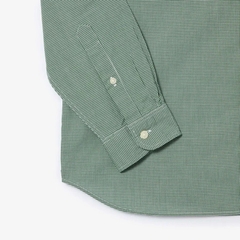 Áo Sơ Mi Lacoste Chính Hãng - Regular Fit Gingham Poplin Shirt - Màu Xanh Rêu | JapanSport CH5621-51-737
