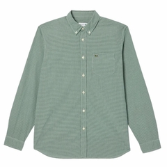 Áo Sơ Mi Lacoste Chính Hãng - Regular Fit Gingham Poplin Shirt - Màu Xanh Rêu | JapanSport CH5621-51-737