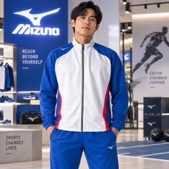 Áo Khoác Mizuno Chính Hãng - Warm-up Shirt - Trắng/Xanh | JapanSport U2MC705072