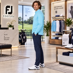 Áo Dài Tay FOOTJOY Chính Hãng - Tonal Diamond Print Quarter-Zip Pullover - Màu Xanh | JapanSport  38559 FJ-F25-M10