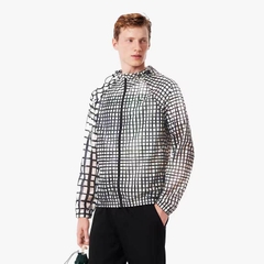 Áo Khoác Lacoste Chính hãng - Men's Lightweight Crocodile Print Sport Jacket - Màu Trắng/Đen | JapanSport BH8918-51-AJ8