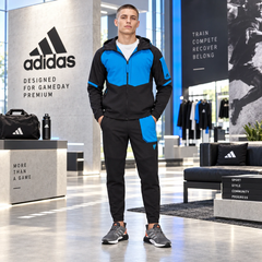 Bộ thể thao nam Adidas Chính Hãng - DESIGNED FOR GAMEDAY- Xanh/Đen | JapanSport HG5861+HG5863