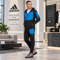 Bộ thể thao nam Adidas Chính Hãng - DESIGNED FOR GAMEDAY- Xanh/Đen | JapanSport HG5861+HG5863