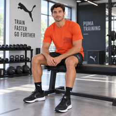 Bộ Thể Thao PUMA Nam Chính Hãng - Train All Day Big Cat - Màu cam/đen | JapanSport 525939-18+526386-01