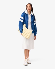 Áo  Hoodie Lacoste Chính Hãng - Women's Oversized Pointelle Stripe Satin Sweatshirt - Màu Xanh | JapanSport SF5260-51-C4X