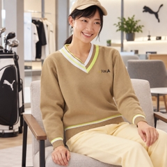 Áo Dài Tay Puma Nữ Chính Hãng -  W P Tilden Knit Sweater - Màu Nâu | JapanSport 627698-02