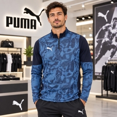 Áo Dài Tay Puma Nam Chính Hãng - teamCUP Training 1/4 Zip Top  - Màu Xanh | JapanSport 660216-06