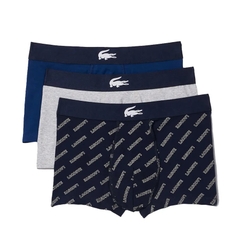 Quần Boxer Lacoste Chính hãng - Lacoste Men's Stretch Cotton Trunks 3-Pack - Màu Navy/Xanh/Xám | JapanSport 5H1774-51-BCK