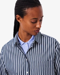 Áo Sơ Mi Lacoste Chính Hãng - Oversized Cotton Poplin Shirt - Màu Navy | JapanSport CF0215-51-6GI