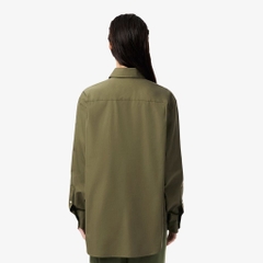 Áo Sơ Mi Lacoste Chính Hãng - Lacoste Women's Loose Fit Cotton Poplin Shirt - Màu Xanh | JapanSport CF0215-51-E9F