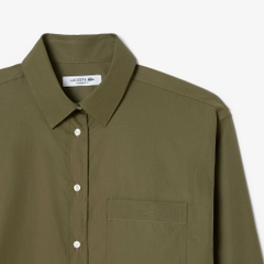 Áo Sơ Mi Lacoste Chính Hãng - Lacoste Women's Loose Fit Cotton Poplin Shirt - Màu Xanh | JapanSport CF0215-51-E9F