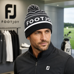 Mũ Len FootJoy Chính Hãng - FJ Striped Pom Pom Beanie - Màu Xám | JapanSport 36236