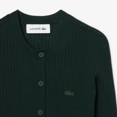 Áo len Lacoste nữ Chính hãng - Women's Rib Knit Merino Wool Cardigan - Màu Xanh  | JapanSport AF4141-51-YZP