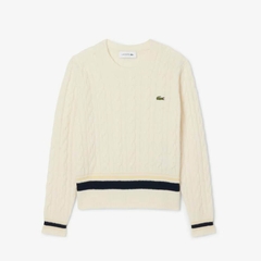 Áo len Lacoste nữ Chính hãng - Cable Knit Wool Sweater - Màu Kem  | JapanSport AF4159-51-XFJ