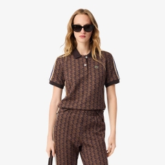 Áo Polo Lacoste nữ Chính hãng - Ôm Dáng - Họa Tiết Monogram Chất Vải Jacquard - Màu nâu | JapanSport DF3364-51-9I4