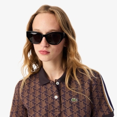 Áo Polo Lacoste nữ Chính hãng - Ôm Dáng - Họa Tiết Monogram Chất Vải Jacquard - Màu nâu | JapanSport DF3364-51-9I4