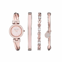 Set Đồng hồ Anne Klein Nữ Chính hãng - Bangle Watch and Bracelet Set - AK/3284LPST - Màu vàng hồng | JapanSport