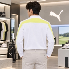 Áo Polo Dài Tay Puma Chính hãng -  PF Stretch Thermo Tapered Line LS Polo - Màu Trắng  | JapanSport 630423-04