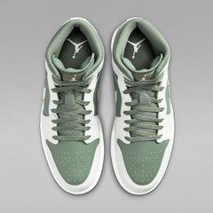 Giày Nike Nam Chính Hãng - Air Jordan 1 Mid - Màu Trắng Xanh | JapanSport DQ8426 107