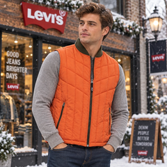 Áo Khoác Levi's Nam Chính Hãng - Quilted Utility Vest with Contrast Detailing - Màu Cam | JapanSport LM2RN393-ora