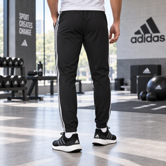 Quần Dài Nam Adidas Chính hãng - AEROREADY Essentials Regular-Fit 3-Stripes Track Suit - Đen | JapanSport GK9950
