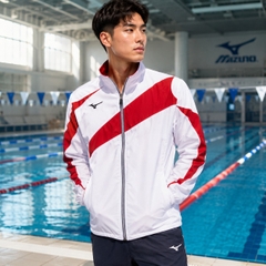 Áo Khoác Mizuno Chính Hãng - Swimwear Unisex Training Cross Shirt - Màu Trắng Đỏ | JapanSport N2JC9001-09