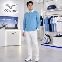 Áo Dài Tay Nam Mizuno Chính Hãng - Warm Dry Aeroflow - Màu Xanh | JapanSport E2MAB502-28