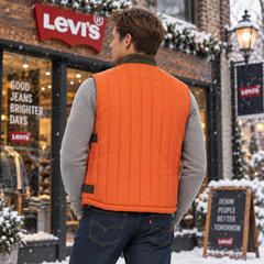 Áo Khoác Levi's Nam Chính Hãng - Quilted Utility Vest with Contrast Detailing - Màu Cam | JapanSport LM2RN393-ora