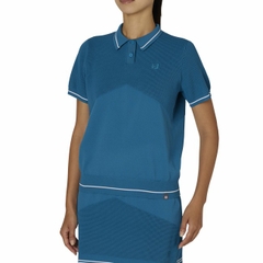 Áo Polo Nữ Foot joy Chính Hãng - Contrasting Knit Fabric - Màu Xanh | JapanSport 32296 FJW-F24-M02