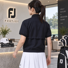 Áo khoác golf nữ FootJoy Chính Hãng - TWINSOF Waterproof Short Sleeve Full Zip - Màu đen | Japansport FJW-S24-001