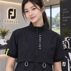 Áo khoác golf nữ FootJoy Chính Hãng - TWINSOF Waterproof Short Sleeve Full Zip - Màu đen | Japansport FJW-S24-001