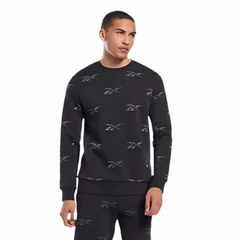 Áo Dài Tay Reebok Chính Hãng - Ri Aop Crew - Màu Đen | JapanSport HM9322