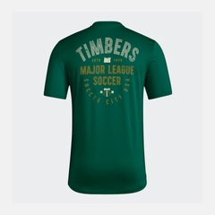 Áo Phông Adidas Nam Chính Hãng - PORTLAND TIMBERS SHORT SLEEVE 2024 PREGAME TEE  - Màu Xanh | JapanSport IN8837