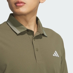 Áo Polo Adidas Chính Hãng - Ribbed Short-Sleeve Polo Shirt with 3 Stripes - Màu Xanh | JapanSport JF6273
