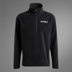 Áo Dài Tay Adidas Nam Chính Hãng - Multi Essentials 1/2 Zip Fleece Jacket - Đen | JapanSport JP0783