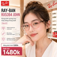 Kính Ray-Ban Nữ Chính hãng - RX5394 JOHN – Transparent Pink - Gọng Kính Hồng Trong Suốt | JapanSport