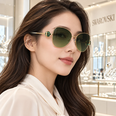 Kính Swarovski Nữ Chính hãng - SK7002 40032A Gold Yellow 57mm - Gọng cánh bướm đính pha lê | JapanSport