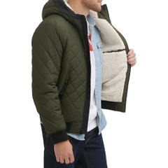 Áo Khoác Levi's Chính Hãng - Diamond Quilted Sherpa Lined Bomber - Màu Xanh | JapanSport LM1RN592-olv