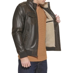Áo Khoác Levi's Chính Hãng - Faux Leather Aviator Bomber Jacket - Màu nâu | JapanSport LM8RU476