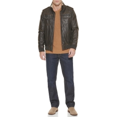 Áo Khoác Levi's Chính Hãng - Faux Leather Aviator Bomber Jacket - Màu nâu | JapanSport LM8RU476