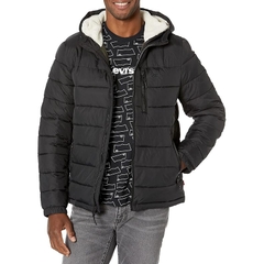 Áo Khoác Levi's Chính Hãng - Quilted Puffer with Sherpa Lined Hood - Màu đen | JapanSport LM2EN076-BLK