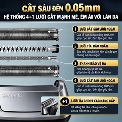 Máy cạo râu Braun Chính hãng - Series 8 8560cc – kèm trạm vệ sinh SmartCare 5 trong 1 - Màu Đen | JapanSport