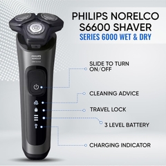 Máy cạo râu Philips Chính hãng - Series 6000 -  cạo ướt/khô - công nghệ SenseIQ - S6600/90 | JapanSport